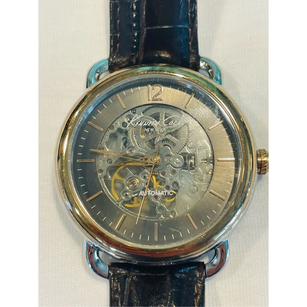 Kenneth Cole Automatic Wrist Watch Mens Leather Band Water Resistant
